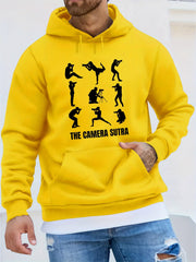 Men'S Casual Long Sleeve Hoodie with "The Camera Sutra" Print, 100% Polyester Knit Fabric, Slight Stretch, Regular Fit, Winter Warmth, 200gsm - Fashionable Gift for Youth and Adults