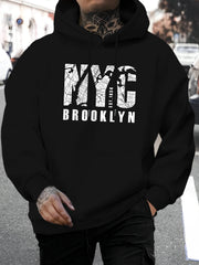 Men's  Letter Print Sweater Hooded - Initials/Name, Loose Fit Casual Pullover, Long Sleeve Autumn Winter Warm Sweaters, Text Jackets Suitable for Parties Events & Casual Attire