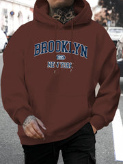 Men's & Unisex Brooklyn A-Z Alphabet Print Hooded Sweatshirt - Casual Long Sleeve Pullover with Front Pocket, Warm Fall Winter Jacket, Machine Washable Urban Streetwear Comfortable Hoodie for Lettered districts Design
