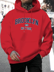 Men's & Unisex Brooklyn A-Z Alphabet Print Hooded Sweatshirt - Casual Long Sleeve Pullover with Front Pocket, Warm Fall Winter Jacket, Machine Washable Urban Streetwear Comfortable Hoodie for Lettered districts Design