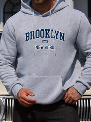 Men's & Unisex Brooklyn A-Z Alphabet Print Hooded Sweatshirt - Casual Long Sleeve Pullover with Front Pocket, Warm Fall Winter Jacket, Machine Washable Urban Streetwear Comfortable Hoodie for Lettered districts Design