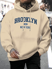 Men's & Unisex Brooklyn A-Z Alphabet Print Hooded Sweatshirt - Casual Long Sleeve Pullover with Front Pocket, Warm Fall Winter Jacket, Machine Washable Urban Streetwear Comfortable Hoodie for Lettered districts Design