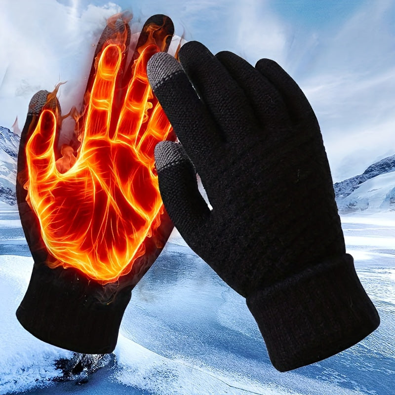 1 Pair Thermal Winter Gloves - Touchscreen Compatible, Thickened  Sports Gloves for Cycling, Hiking & Outdoor Activities, Solid Color Cold Weather Hand Warmers, Touchscreencompatible Material, Lifestyle