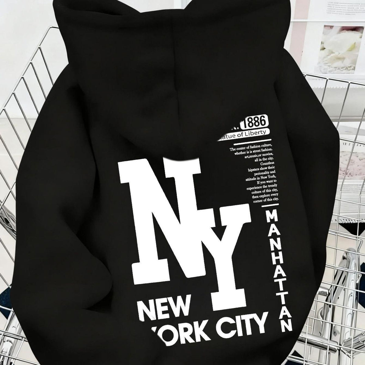 Men'S Vintage New York City Graphic Hoodie - with NY Lettering, Loose Fit Casual Pullover Sweatshirt, All-Season Streetwear Essential for Everyday &, Special Occasions, Streetwear Fashion, Retro Style, Durable Fabric, Urban Fashion