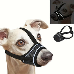Adjustable Dog Muzzle - Breathable Polyester Mesh with Reinforcement Strap, Lightweight & Machine Washable Pet Mask