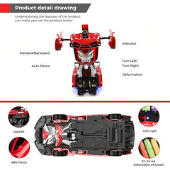 Transforming Car Robot, One-Button Deformation Toy Car, 1:18 Scale 360° Rotating Drifting, Toys Suitable for Kids Over 3 Years Old, Educational Toys, Children's Day Gift, Birthday Gift