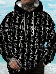 Men'S 3D Print Hooded Sweatshirt with DJ & Breakdance Dance Poses - Black & Music-Themed Casual Pullover, Machine Washable Winter Warmth, Perfect Gift For Music Lovers & Casual Attire, Music Hoodie, Streetwear Fashion, Streetwear Style