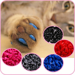 40pcs Colorful Cat Nail Caps, Furniture Anti-Scratch Soft Pet Nail Cover with Easy-Apply Glue and Applicators, Non-Toxic Stylish Pet Grooming Paw Covers