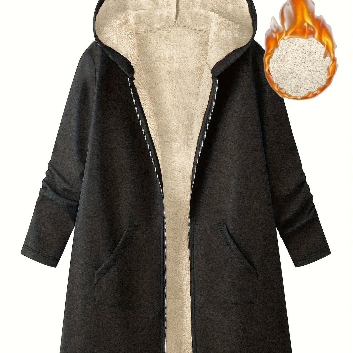 Plus Size, Popular Winter Women's Warm Plush Pocket Hooded S Jacket