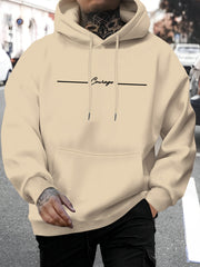 Men'S Casual Fashion Courage Design Letter Printing Hoodie | Comfortable Versatile Long-Sleeved Hooded Sweater with Drawstring, Suitable for Autumn and Winter