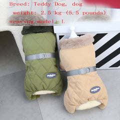 Pet Clothes Dogs Cats, Autumn/Winter Teddy Bear Outfit, Pull-On Design 23 Rhombus Pattern Four-Legged Coat, New Thickened Warm Winter Wear Pets, Dog Clothes