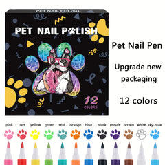 12-color Pet Nail Art Pen Dog Opague Nail Marking Graffiti Pen Water-based Pet Nail Art Pen - Pet Nail Graffiti Tool - Easy-to-use Non-toxic Pet Grooming Supplies