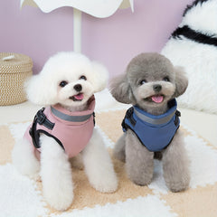 [Winter Warm Jumpsuit] Small Dog & Winter Warm Jumpsuit - Thick Jacket with Hood-like Collar, Pink/Blue Color Options, Adjustable Buckle Closure for X-Small to Medium Pets (Indoor/Outdoor Use) - Soft -Filled Coat