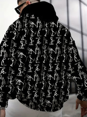 Men'S 3D Print Hooded Sweatshirt with DJ & Breakdance Dance Poses - Black & Music-Themed Casual Pullover, Machine Washable Winter Warmth, Perfect Gift For Music Lovers & Casual Attire, Music Hoodie, Streetwear Fashion, Streetwear Style