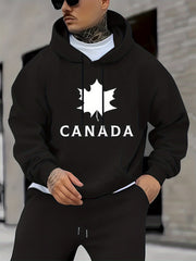 Men's Canada Maple Leaf Hoodie - 100% Retro Canadian Symbol Sweatshirt, Short Sleeve Loose Fit with Maple Leaf Print, All-Season Casual Wear for Travel & Outdoor, Gift for Men, Boyfriends, Fathers, Canadians (Year-Round)