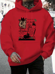 Men'S Casual Fleece-Lined Hoodie - "MEAS 0.01" Graphic, Black with White Text, Cozy Knit Pullover for Spring & Fall, American Style, Casual Wear Hoodie|Playful Graphic Hoodie|Fleece Lined Comfort