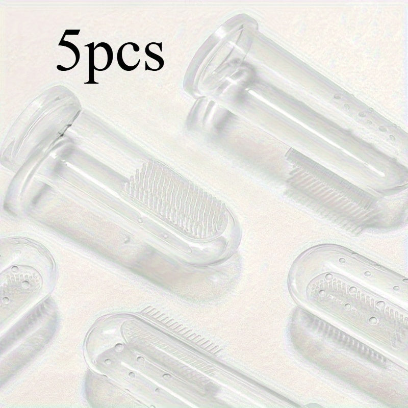 2/3/5pcs Pet Finger Toothbrush Set for Dental Care, Fresh Breath, and Plaque Removal - Includes Transparent Protective Cover, Effective Teeth Cleaning - Ideal for Dogs and Cats