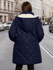 Plus Size, Plus Size Women's Thickened Coat, Knee-Length, Hooded, Suitable for Autumn and Winter