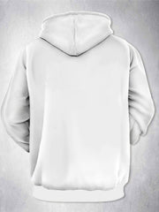 Men's 3D Illusion Hooded Sweatshirt with Black Hand Print & White Hoodie - Kangaroo Pocket, Full-Zip-like Effect Casual Pullover, Machine Washable Winter Sweater Jacket for Casual Attire (Animal Pattern) - Ideal Gift