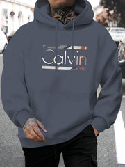 Men'S Loose Letter Printed Hooded Sweater | Fiber Warm Pullover with Drawstring Hat Design, Casual Long Sleeve Knitted Sweater Suitable for Autumn and Winter Wear and Stacking, Fashion Trend Men'S Clothing