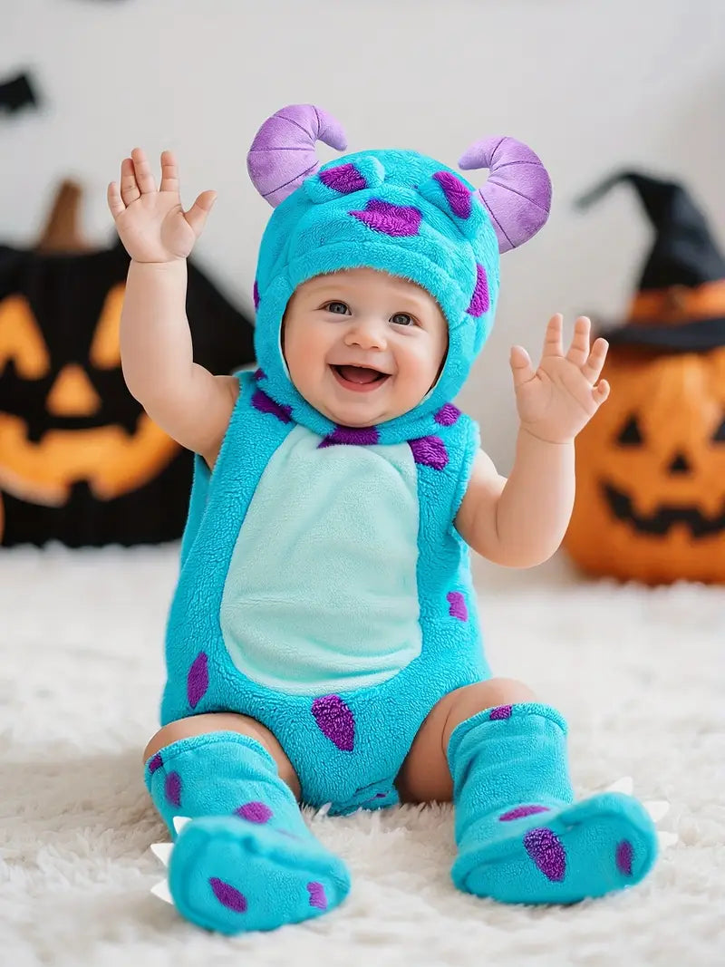 Baby 0-5 Years Spring/Autumn Daily Outing Bodysuit - Classic Versatile Flannel Soft Beige-Friendly in Blue-Purple Colorway, Perfect for