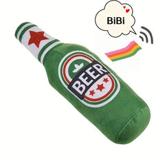 1pc Realistic Beer Bottle Shaped Squeaky Dog Toy - Durable Chewable Interactive Sound for teething Puppies & Adult Dogs, Chew-Resistant for all Breed Sizes, Non-Toxic Pet Chew Bone (for & outdoor play)