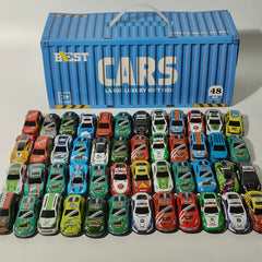 48pcs Pull Back Car Set with Garage Storage Box - Friction-Powered Racing Toy Car