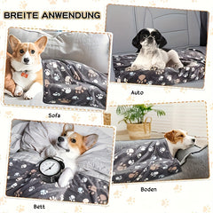 1 Soft Pet Mat Blanket, Suitable for Dog Crate Bed, Cute Paw Pattern, Dog Blanket