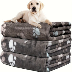1 Soft Pet Mat Blanket, Suitable for Dog Crate Bed, Cute Paw Pattern, Dog Blanket