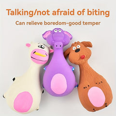 1 Durable Bite-Resistant Squeaky Latex Toy - Cute Cartoon Dog Chew Toy with Bone Shape, Vibrant Colors & Durable Details for Daily Play, Training, Holiday Celebrations - Essential Pet Fun, Without Battery