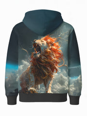 Men's 3D Lion King-Inspired Lion Hooded Sweatshirt - Fantasy Graphic Pullover with Drawstring Hood & Kangaroo Pocket, Warm Winter Casual Wear, Machine Washable, Cool Gift for Men & Young Adults (Beast Design) - Ideal for Themed Parties & Everyday Use, Maj