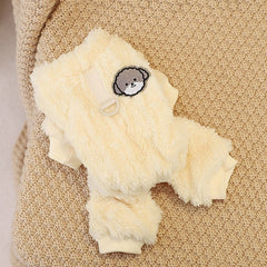 [Dog clothes] Winter Dog Jumpsuit Onesie for Small Dogs - Cozy Fleece-Lined Pet Costume with Puppy Pajamas, Overalls & Pants, Soft Beige & White Design, Perfect for Shih Tzu, Yorkie, and Puppy Outfits, Dog Winter Clothes, Cozy Pet Wear, Playful Pet Design