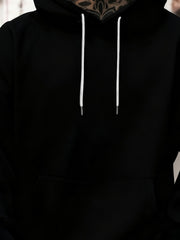 Men's 3D Angel Wing Cross Print Hooded Sweatshirt - Winged Symbol Design, Casual Pullover Hoodie with Winged Cross Pattern, Machine Washable Long Sleeve Streetwear for Church Events & Casual Attire