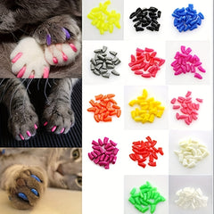40pcs Colorful Cat Nail Caps, Furniture Anti-Scratch Soft Pet Nail Cover with Easy-Apply Glue and Applicators, Non-Toxic Stylish Pet Grooming Paw Covers