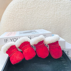 [Warm Dog Shoes] Warm and Thickened Dog Shoes for Autumn and Winter with Soft Sole Reflective Shoe Covers, Indoor Anti-Slip Pet Footwear