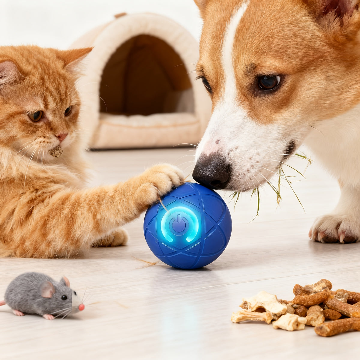 Interactive Bouncing Dog Toy Ball with Gravity-Activated Motion & Automatic Bouncing - Chew-Resistant, USB-Powered (Rechargeable Battery) - for Small Dogs, Beagles, Dog Toy