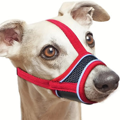 Adjustable Dog Muzzle - Breathable Polyester Mesh with Reinforcement Strap, Lightweight & Machine Washable Pet Mask