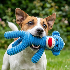 Squeaky Plush Monkey Dog Toy Durable Chew Toy for All Size Dogs, Interactive Indoor Play, Fetch & Teething Relief