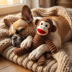 Squeaky Plush Monkey Dog Toy Durable Chew Toy for All Size Dogs, Interactive Indoor Play, Fetch & Teething Relief