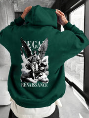 Men'S Autumn and Winter Essential Hoodie | English Letter Print, Versatile Sports Casual Loose Hooded Fleece Sweater with Slight Stretch Fabric