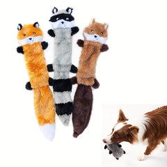 3pcs/Single Fox, Raccoon, and Squirrel - Squeaky Dog Toys Without Filling, Chew Toys for Small to Medium Breeds, 3pcs Soft Plush Toys, Flat No-Filling Puppy Toys