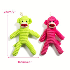Squeaky Plush Monkey Dog Toy Durable Chew Toy for All Size Dogs, Interactive Indoor Play, Fetch & Teething Relief