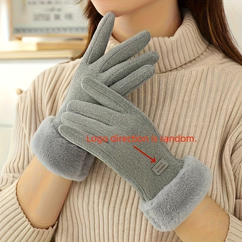 [Christmas Gifts] 1 Pair Winter Touchscreen Gloves with Plush Lining - Thick Warm Cold Weather Gloves Suitable for Snow Sports, Smartphone Use, Christmas Gifts - Unisex for Men & Women (Durable, Multi-Color Options)