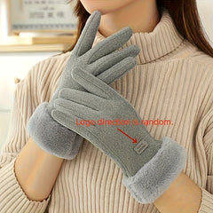 [Christmas Gifts] 1 Pair Winter Touchscreen Gloves with Plush Lining - Thick Warm Cold Weather Gloves Suitable for Snow Sports, Smartphone Use, Christmas Gifts - Unisex for Men & Women (Durable, Multi-Color Options)