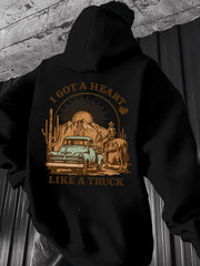 Men's Heavyweight Hooded Sweatshirt - Winter Warm Pullover Hoodie with Geometric Patterns, Loose Fit Streetwear Sweater, Durable Casual Sweaters for Urban Style & Layering (Machine Washable) - Suitable for Winter Warmth & Year-Round Wear