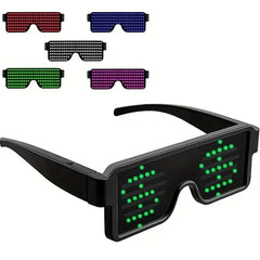 LED Light up Glasses, USB Rechargeable 11 Patterns Multi-Color Glow in the Dark Luminous Glasses for Halloween, Christmas, Costume Party, Music festival, Birthday Party