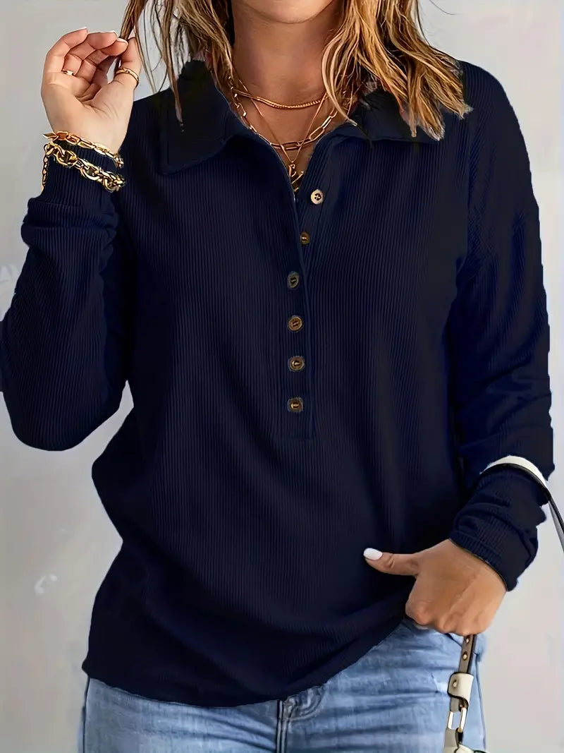 Casual Long Sleeve Button Tunic