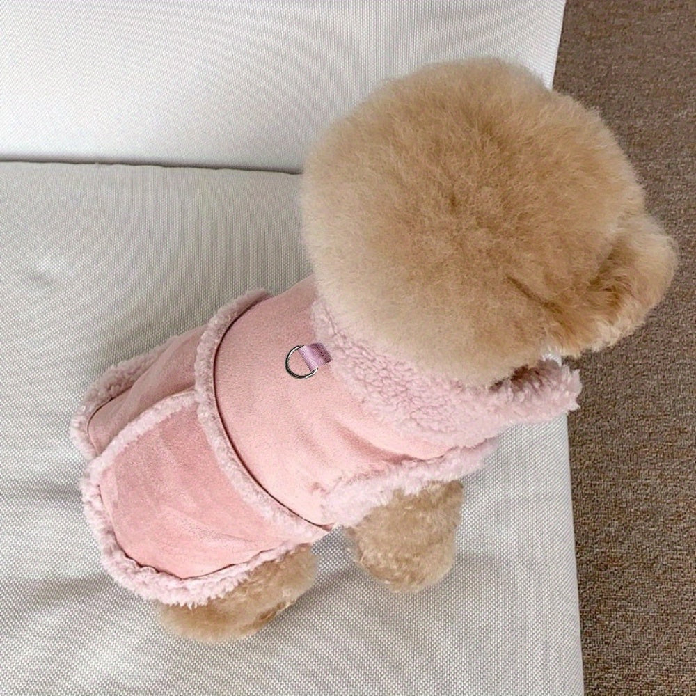 [Warm Cozy Fleece-Lined] Warm Cozy Fleece-Lined Dog Jacket | Small & Medium Winter Vest with Traction Buckle | Solid Color Hand Washable All-Season for Yorkshire Terriers And Other Breeds Pet Apparel Classic Durable