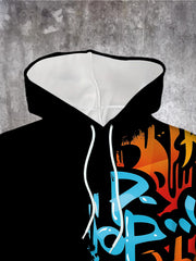 Men'S Casual Hooded Sweatshirt | Suitable for Autumn/Winter, Fashionable Long-Sleeve Outdoor Leisure Apparel with Print Pattern and Slight Stretch Fabric