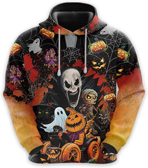 Men's 3D Halloween Print Hoodie - Casual Long Sleeve Sweatshirt, Polyester Blended Adult and Teen Models - Medium Elastic Fabric - Perfect Choice for Autumn and Winter